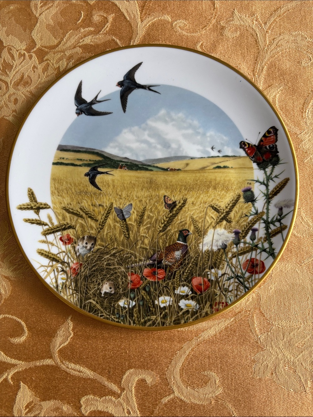 Franklin Mint Porcelain Collector Plate by Peter Barnett Wheat Fields in August